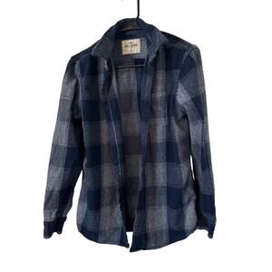 Hollister Blue and Gray Plaid Flannel